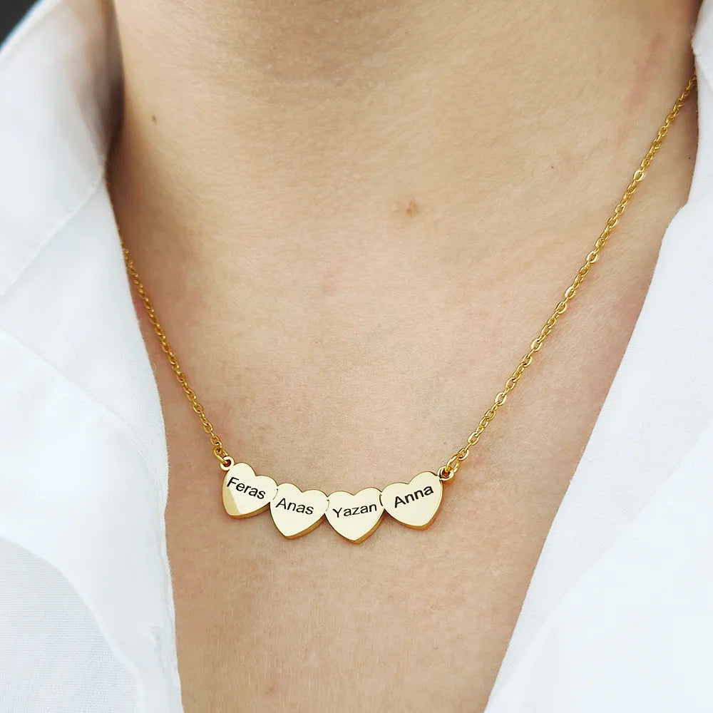 Collier Cœur famille personnalisable