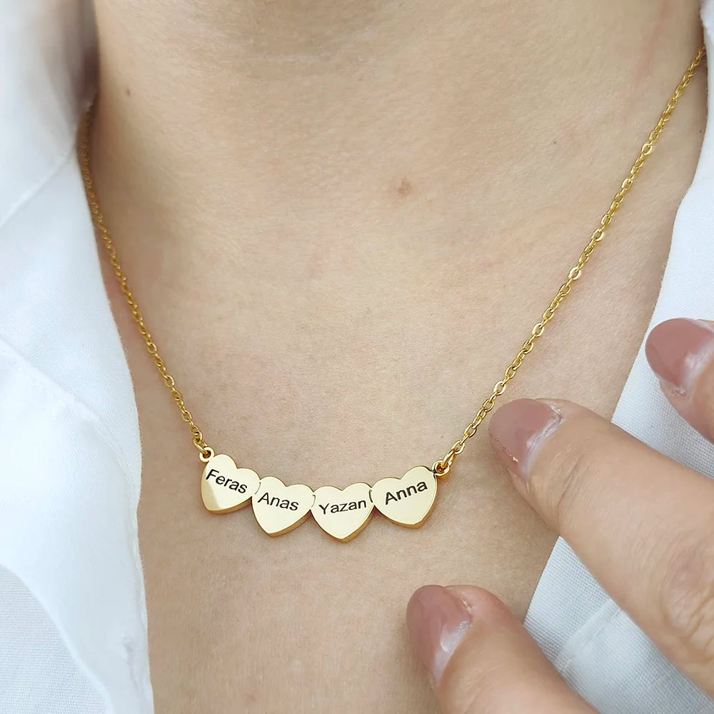 Collier Cœur famille personnalisable