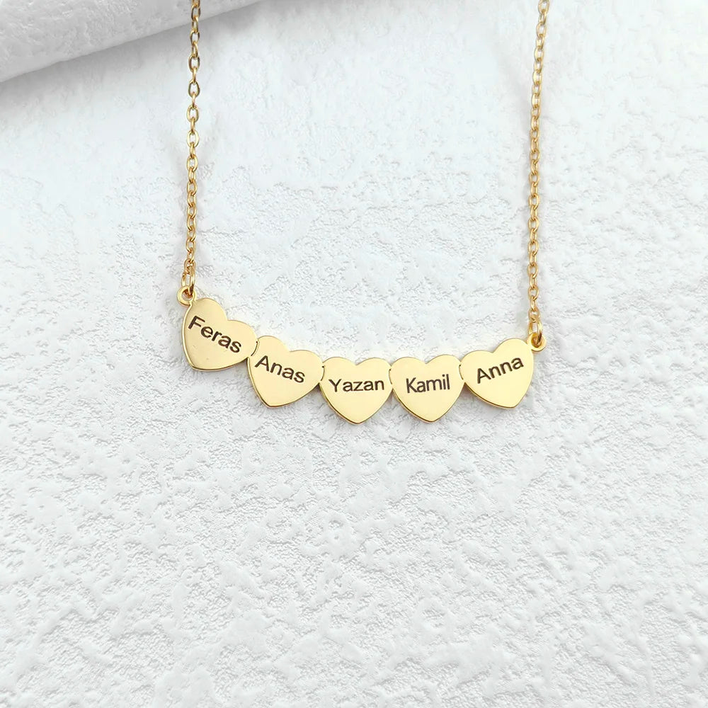 Collier Cœur famille personnalisable